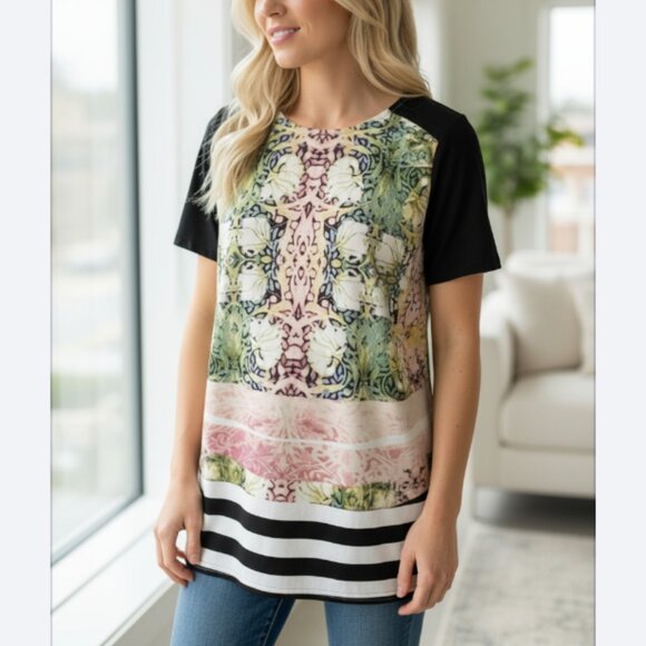 Ivanka Trump Floral Blouse Size Small Short Sleeves - Picture 1 of 8
